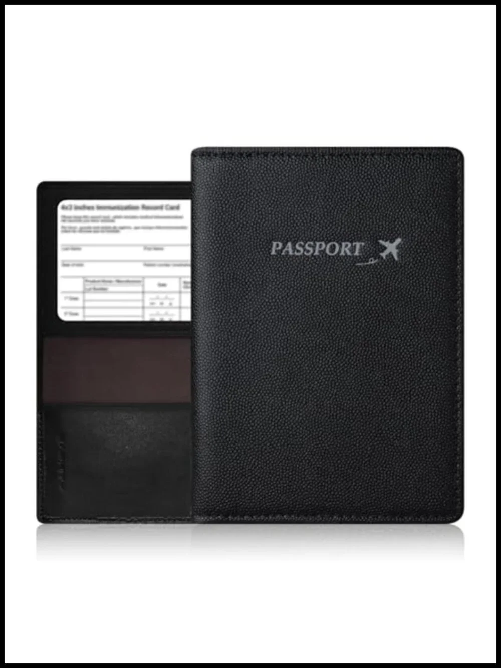 Genuine Leather Passport Holder for 2 with RFID Blocking and Vaccine Card Slot,